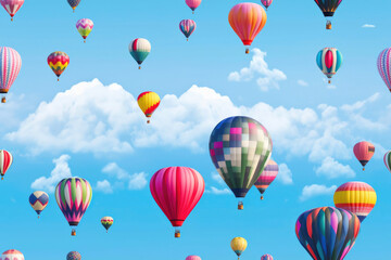 Fototapeta premium Colorful Hot air balloons floating in the sky. Generative AI