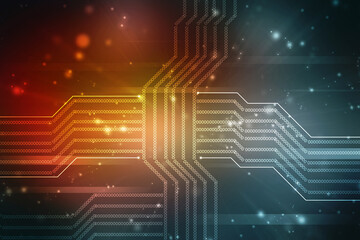 2d illustration Abstract futuristic electronic circuit technology background