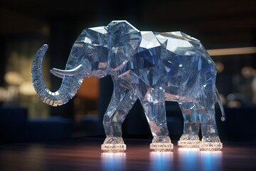 Glass Elephant Sculpture, Generative A.I.