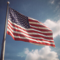american flag waving in the wind. american flag on a sky. American flag in air. Generative Ai
