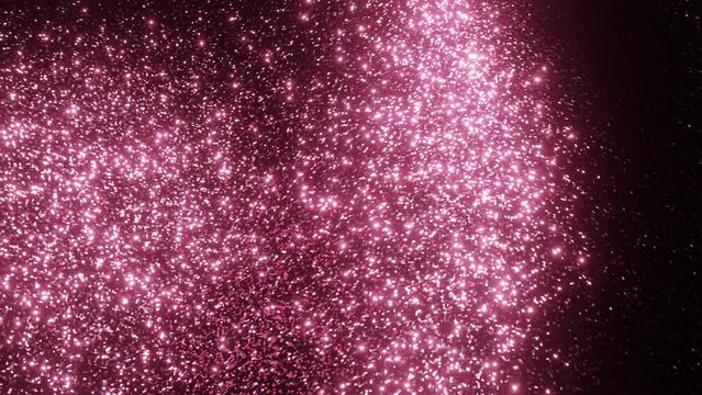 Abstract background with pink magic glow shiny glitter lines and waves. Curved shapes swirl flow deformation wallpaper. Seamless loop animation. 4k video 3d motion design 30 fps