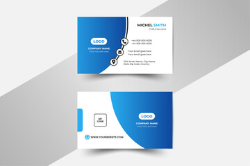 Double-sided modern creative business car.
Modern simple business card print template.
Creative and clean business card.Abstract blue business card design.Vector illustration
