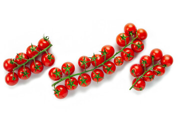 Cherry tomato branch close-up isolated on white background
