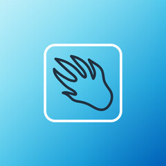 Line Alligator crocodile paw footprint icon isolated on blue background. Colorful outline concept. Vector