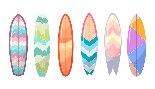 Surfing. Set of illustrations of surfboards on a white background.
