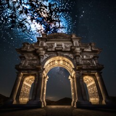 Obraz premium Intricate Arch - Awe-inspiring Celestial Background created with Generative AI technology