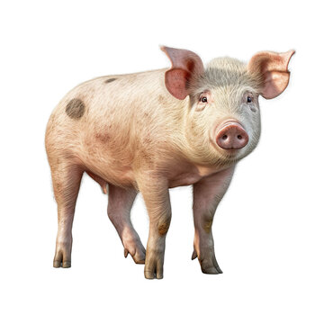 Pig isolated on transparent background Generative AI