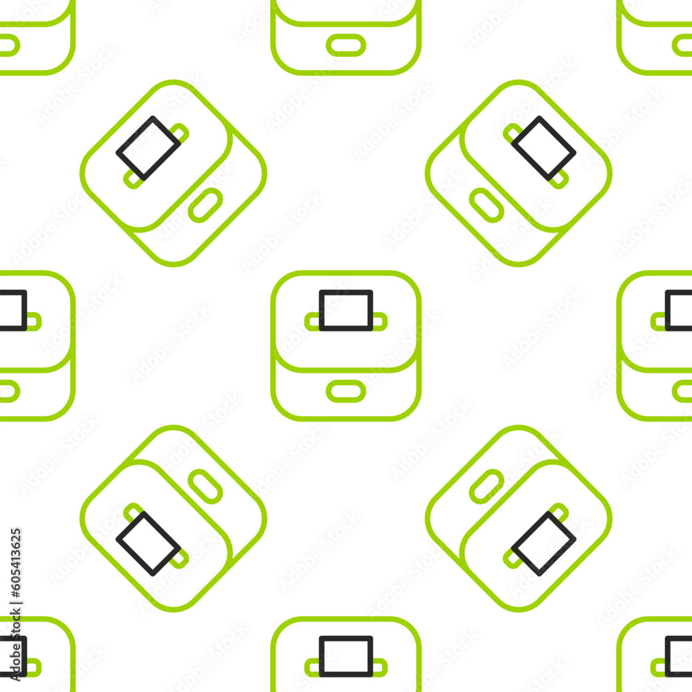 Poster line vote box or ballot box with envelope icon isolated seamless pattern on white background. vector