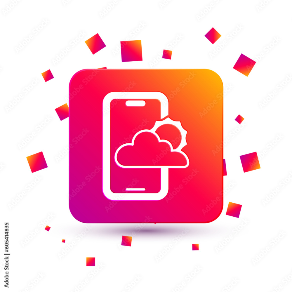 Poster White Weather forecast icon isolated on white background. Square color button. Vector