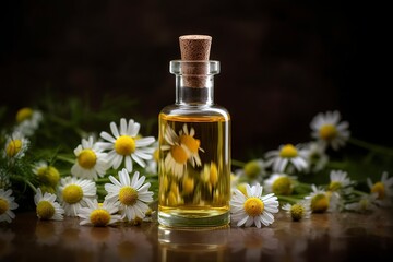 Obraz na płótnie Canvas Herb essential oil aroma bootle and leaf , Generative Ai