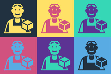 Pop art Graphic designer icon isolated on color background. Vector