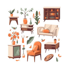 Mid century furniture flat modern icons design