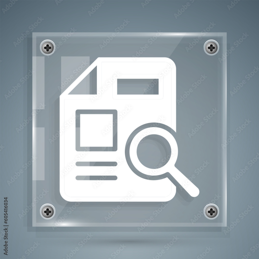 Poster white document with graph chart icon isolated on grey background. report text file icon. accounting 