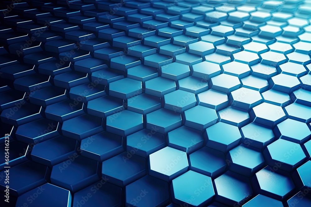 Poster abstract 3d futuristic surface concept with hexagons.ai generated