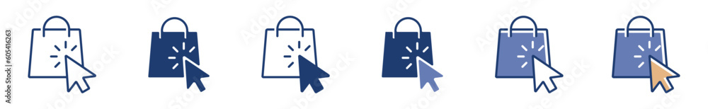 Poster pointer click the shopping bag icon, buy a product to cart sign vector illustration for web and app online shop template design 