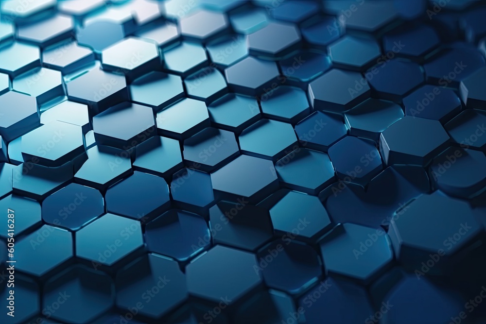 Poster abstract 3d futuristic surface concept with hexagons.ai generated