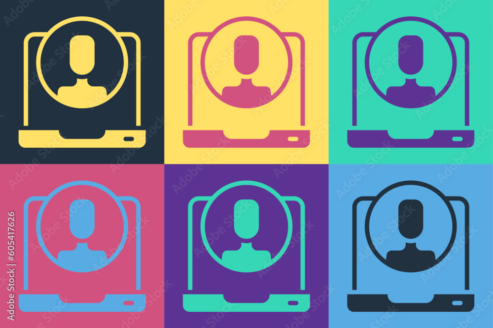 Poster pop art telephone 24 hours support icon isolated on color background. all-day customer support call-