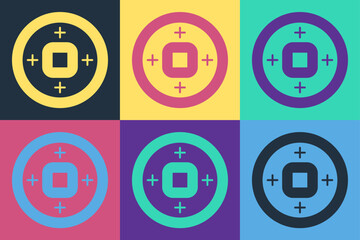 Pop art Chinese Yuan currency symbol icon isolated on color background. Coin money. Banking currency sign. Cash symbol. Vector