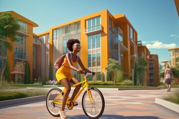 Fototapeta na wymiar person riding a bike - Illustration created with generative ai