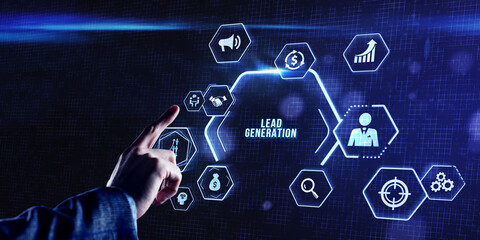 Internet, business, Technology and network concept. Lead Generation. Finding and identifying...