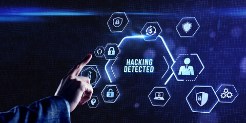 Internet, business, Technology and network concept. Hacking Detected. Concept meaning activities...