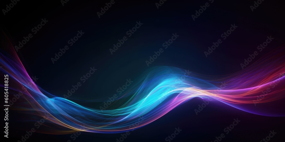 Poster abstract flowing neon color wave lights background. generative ai aig21.