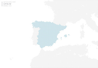 Fototapeta na wymiar スペインを中心とした青のドットマップ