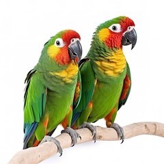 Fototapeta na wymiar parrots isolated on white background, generate ai