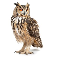 Fototapeta premium Owl isolated on white background, generate ai