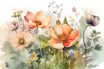  Watercolor illustration of flower, generate ai
