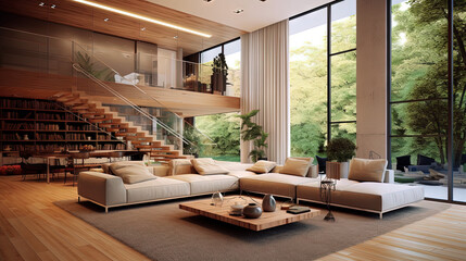 Obraz premium Modern,interior design- Generative AI
