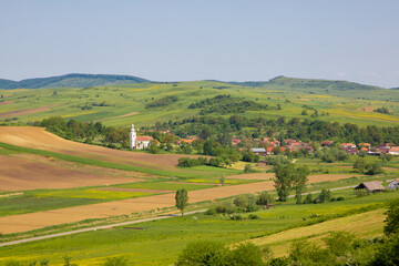 Fototapeta na wymiar Landscape with a small village from Transylvania - Romania