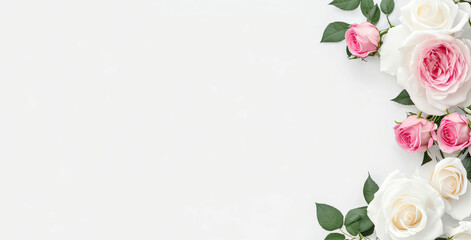 Obraz na płótnie Canvas Pink roses on a white background 