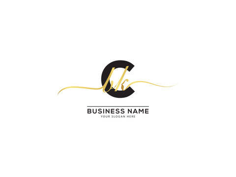 Modern signature CBK letter logo, Royal bck luxury golden logo for business