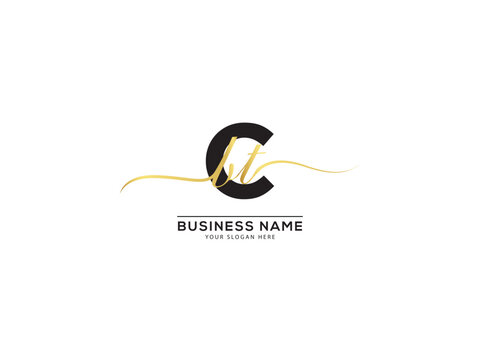 Modern signature CBT letter logo, Royal bct luxury golden logo for business