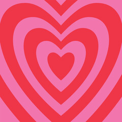 Vector tunnel hearts in pink colors. Retro 70s, 80s style.

