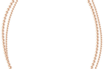 Beautiful pearl necklace. Jewel. Bead decoration. Vector illustration. White background. Border. Image of strands of pearls, necklaces on a white background.