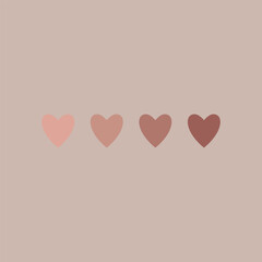 Vector boho brown hearts.
