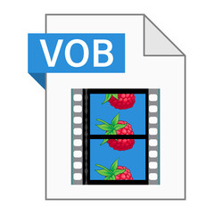 Modern flat design of VOB file icon for web