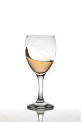 Motion white wine glass with soft wave