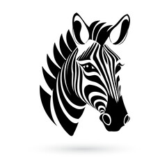 Fototapeta na wymiar Stylized black and white zebra head logo template on a white background