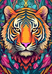 tiger head vibrant  illustration