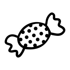 Hand drawn line art of candy in doodle style. Isolated illustration of sweets