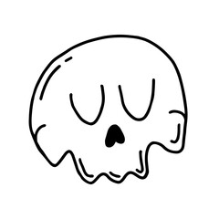 Hand drawn line art of cute skull in doodle style