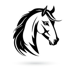 Stylized black and white horse head logo template on a white background, perfect for a brand or business logo