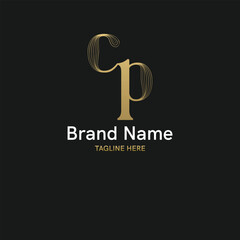 Modern and minimalistic Initial Logo with letter cp