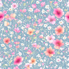 Spring flowers splash cartoon. AI generated illustration