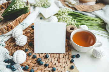 Postcard with place for text and summer holiday composition, good holiday morning