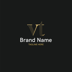 Modern and minimalistic Initial Logo with letter vt