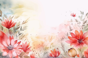 Hand drawn pastel color floral background